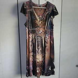 Unity World Wear Brown and Gold Flutter Sleeve Sundress